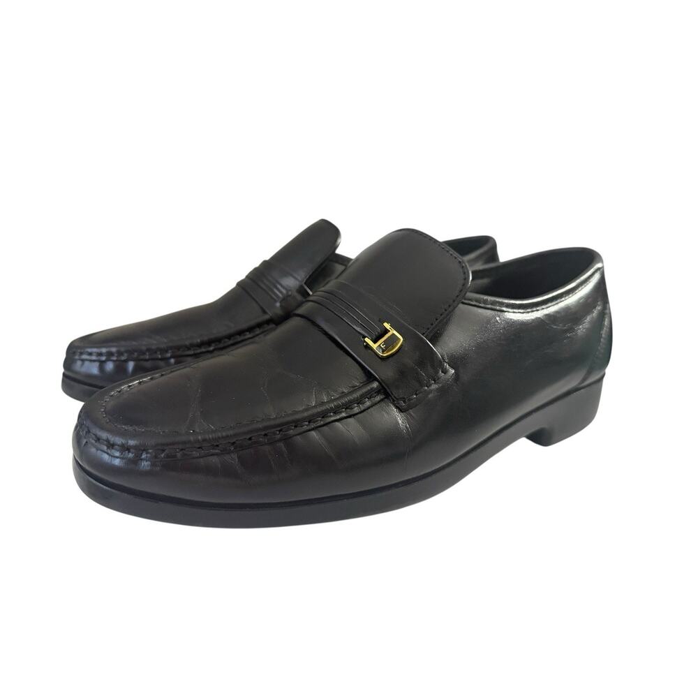 Men Sz 10 3E Wide Florsheim ComforTech Riva Black Leather Loafers Shoes 17088-0